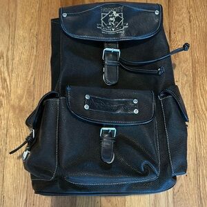 90s Vtg Walt Disney World Large Rucksack Backpack Brown Faux Leather 3 Pockets